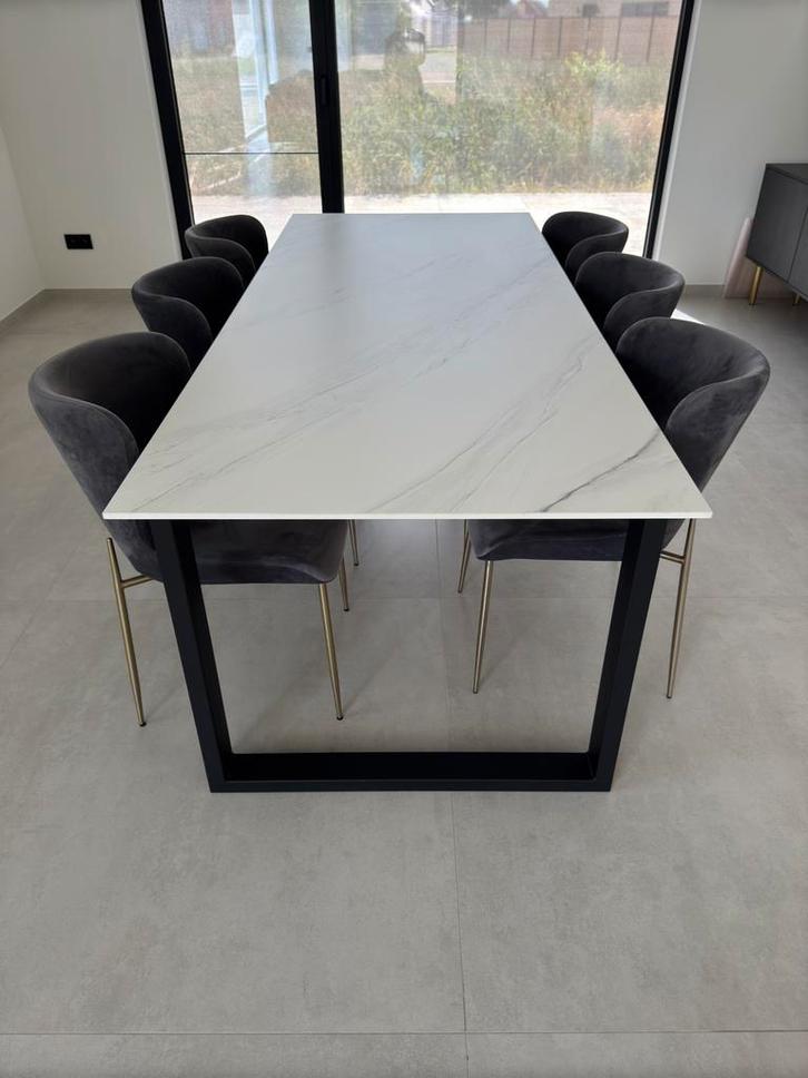 Keramische Eettafel met 6 stoelen westwing, Huis en Inrichting, Tafels | Eettafels, Zo goed als nieuw, Ophalen