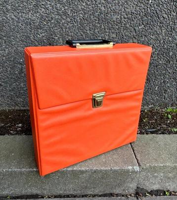 Vintage LP koffer, platenkoffer, oranje, 1970s