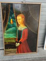 Huile sur panneau la jeune vierge signe Carl prevot, Antiek en Kunst, Ophalen of Verzenden