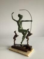 Bronzen beeld Diana met reekalfjes, Antiek en Kunst, Ophalen of Verzenden, Brons