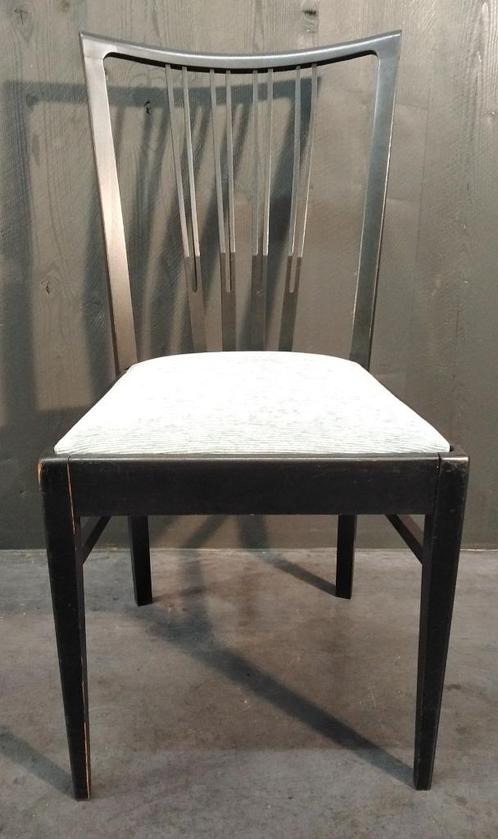6 stoelen - jaren 50, Huis en Inrichting, Stoelen, Gebruikt, Vijf, Zes of meer stoelen, Hout, Stof, Zwart, Ophalen