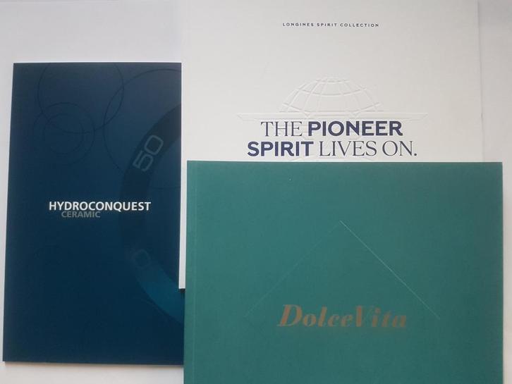 Longines Spirit Hydroconquest Dolce Vita brochures, Handtassen en Accessoires, Horloges | Heren, Zo goed als nieuw, Polshorloge