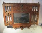 Beau porte-manteau mural en bois antique avec miroir, Enlèvement ou Envoi, Bois, Portemanteau mural
