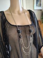 nieuw net blousje met bijhorende ketting, Kleding | Dames, Verzenden, Maat 46/48 (XL) of groter, Zwart
