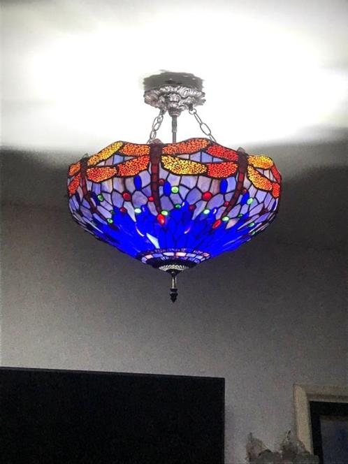 Lampe Tiffany vitrail Lustre B55 ✨💎😍👀🤗, Maison & Meubles, Lampes | Lustres, Utilisé, Verre, Métal, Enlèvement ou Envoi