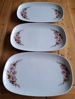 6 Vintage grote schalen met roze rozen, buffet, lunch, Pasen, Gebruikt, Ophalen of Verzenden, Schaal of Schalen, Overige stijlen