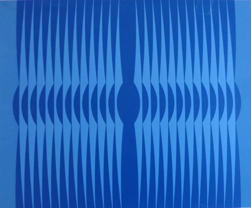 DORDEVIC MIODRAG / BLAUWE COMPOSITIE / KLEURZEEFDRUK 57x70cm, Antiek en Kunst, Kunst | Litho's en Zeefdrukken, Ophalen of Verzenden
