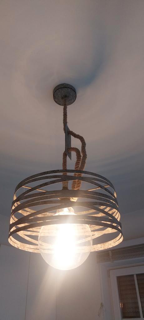 industriële hanglampen twist touw inclusief grote lampen, Huis en Inrichting, Lampen | Hanglampen, Zo goed als nieuw, Metaal, Ophalen