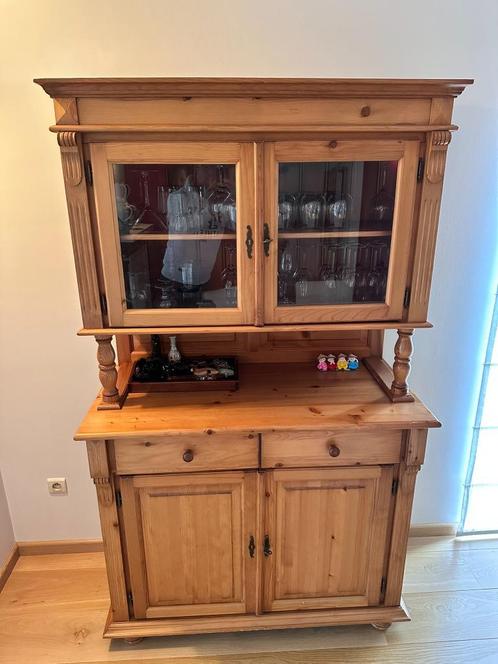 Grenen vitrinekast, Huis en Inrichting, Kasten | Vitrinekasten, Gebruikt, 150 tot 200 cm, 100 tot 150 cm, 50 tot 75 cm, Met lade(s)