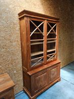 Mooie massief teakhouten vitrinekast/buffetkast 130,5cm, Ophalen, Gebruikt