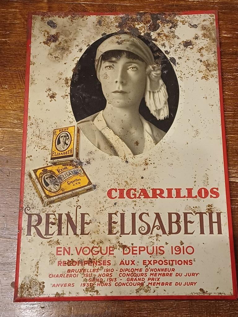Tôle publicitaire cigares Reine Elisabeth, Enlèvement