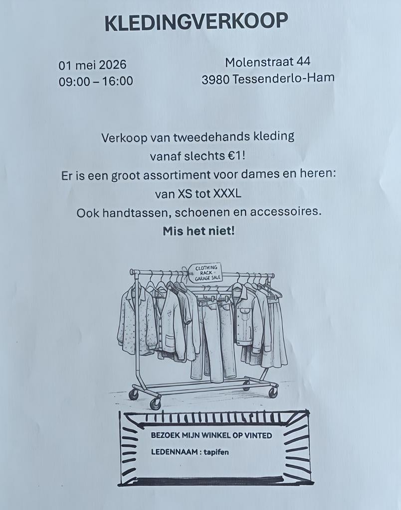 Kleding verkoop in Tessenderlo-Ham
