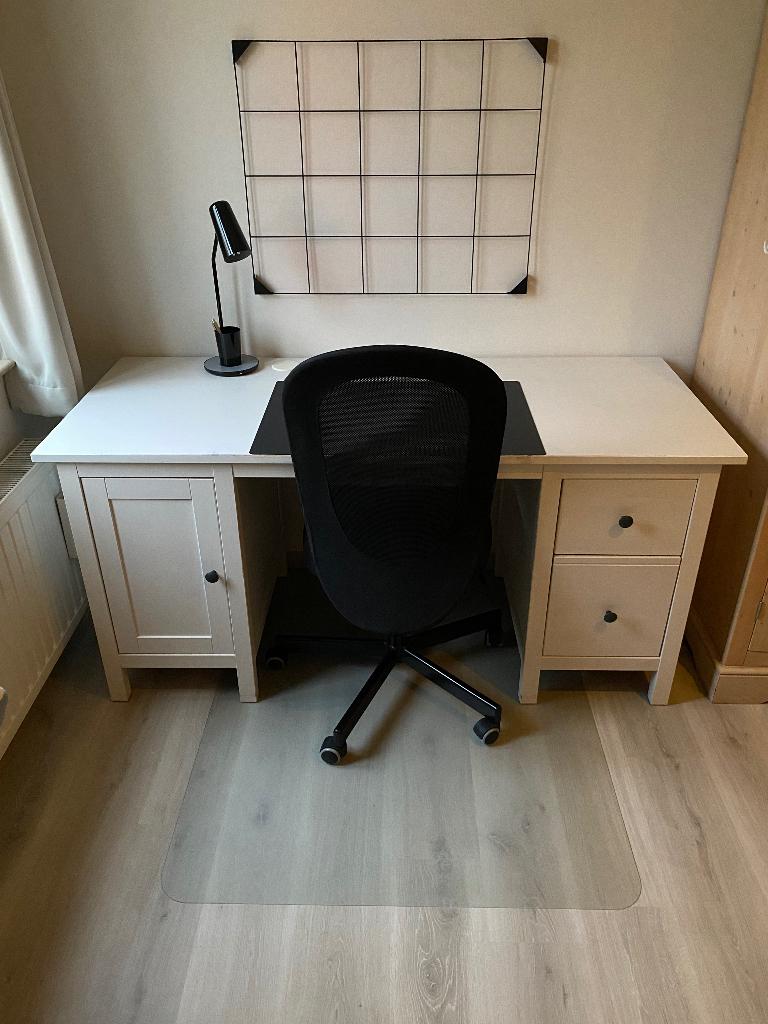 IKEA HEMNES bureau - wit, Huis en Inrichting, Bureaus, Ophalen, 155 cm, Demontabel, Schoolbureau