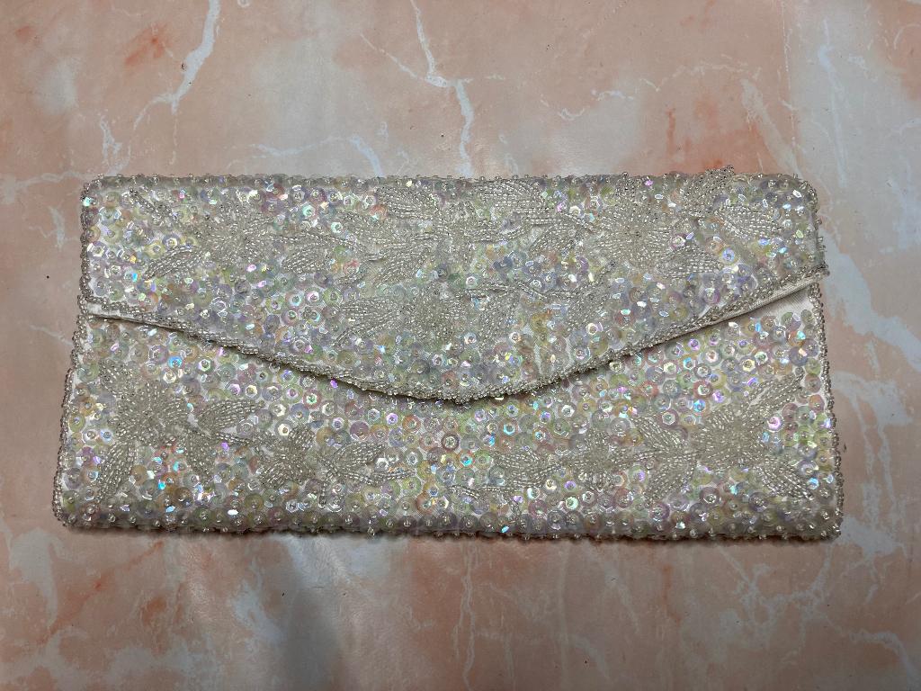 Feestelijk avondtasje, Ophalen of Verzenden, Zo goed als nieuw, Wit, Avondtasje