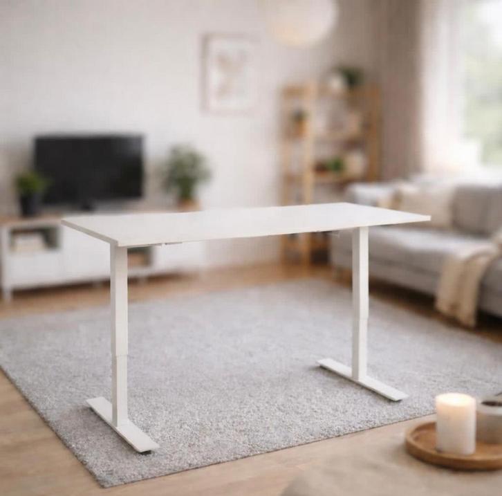 IKEA zit / sta bureau wit in de hoogte verstelbaar, Maison & Meubles, Bureaux, Comme neuf, Bureau, Réglable en hauteur, Enlèvement