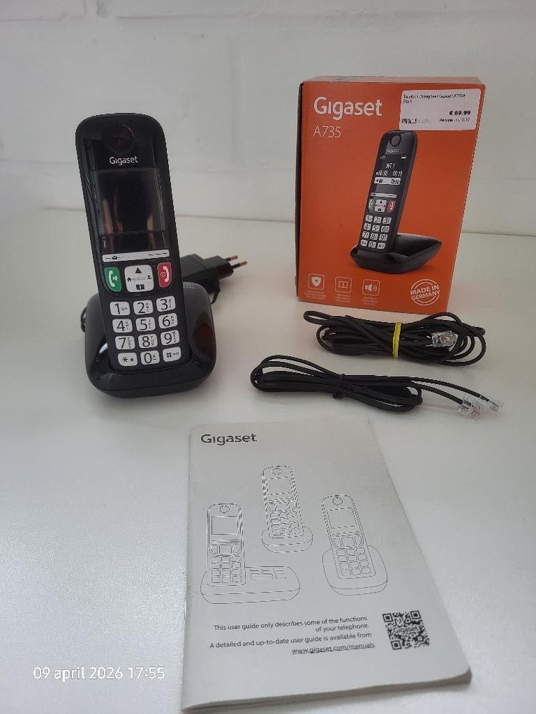 Gigaset A735 draadloze telefoon – compleet en in nieuwstaat, Enlèvement ou Envoi, Comme neuf, 1 combiné