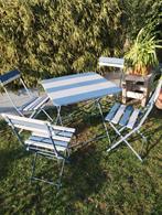 Vierkante ijzeren tafel met 4 klapstoelen, Enlèvement, Utilisé, Métal