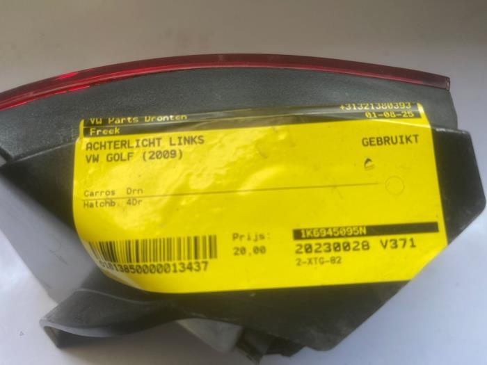 Feu arrière gauche d'un Volkswagen Golf, Volkswagen, -, 3 mois de garantie, Utilisé