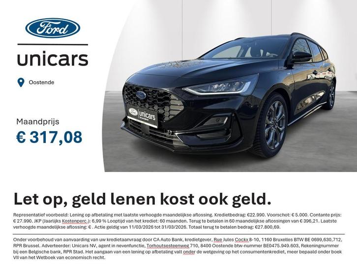 Ford Focus Clipper 1.0i EcoBoost MHEV 92kW ST-Line, Auto's, Ford, Bedrijf, Te koop, Focus, Adaptive Cruise Control, Airconditioning