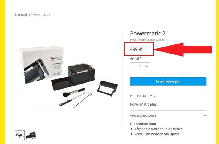 Sigarettenmachine Powermatic 2, Collections, Articles de fumeurs, Briquets & Boîtes d'allumettes, Utilisé, Autres types, Enlèvement