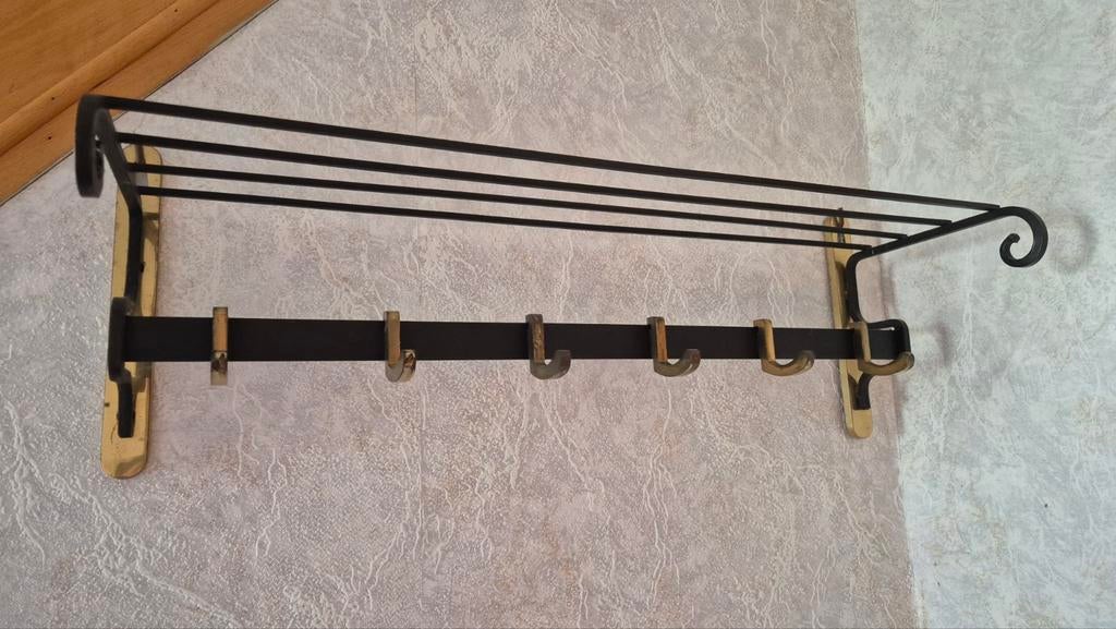 Porte-manteau vintage, années 1960, noir et doré, Enlèvement