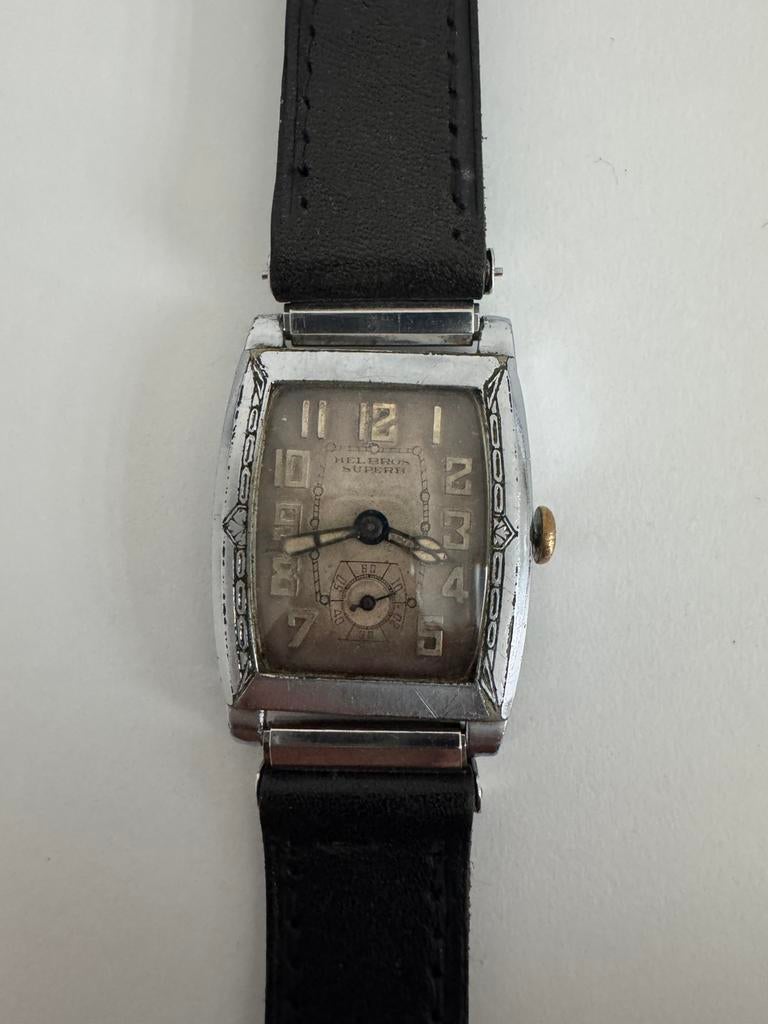 Helbros Superb Zwitsers horloge - Art Deco - mechanisch, Antiek en Kunst, Ophalen of Verzenden
