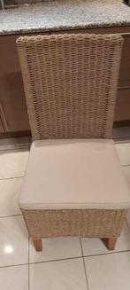 4 rieten stoelen met kussen, Huis en Inrichting, Ophalen, Bruin, Riet of Rotan, Zo goed als nieuw