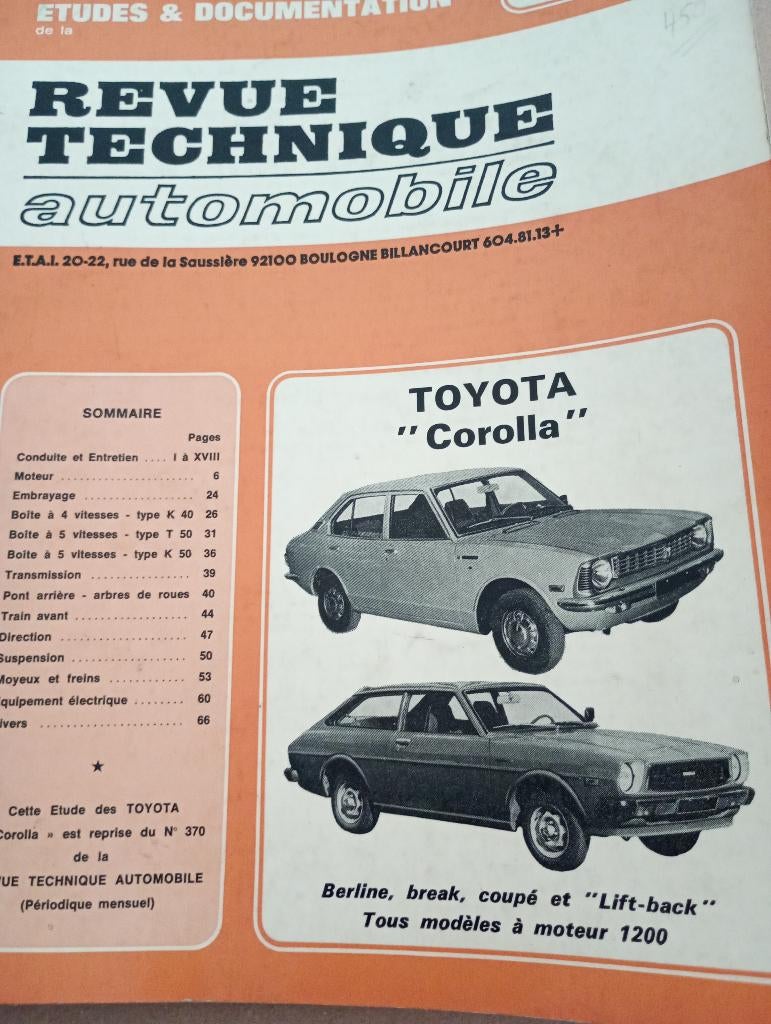revue technique toyota corolla de 1970-1977, Enlèvement ou Envoi