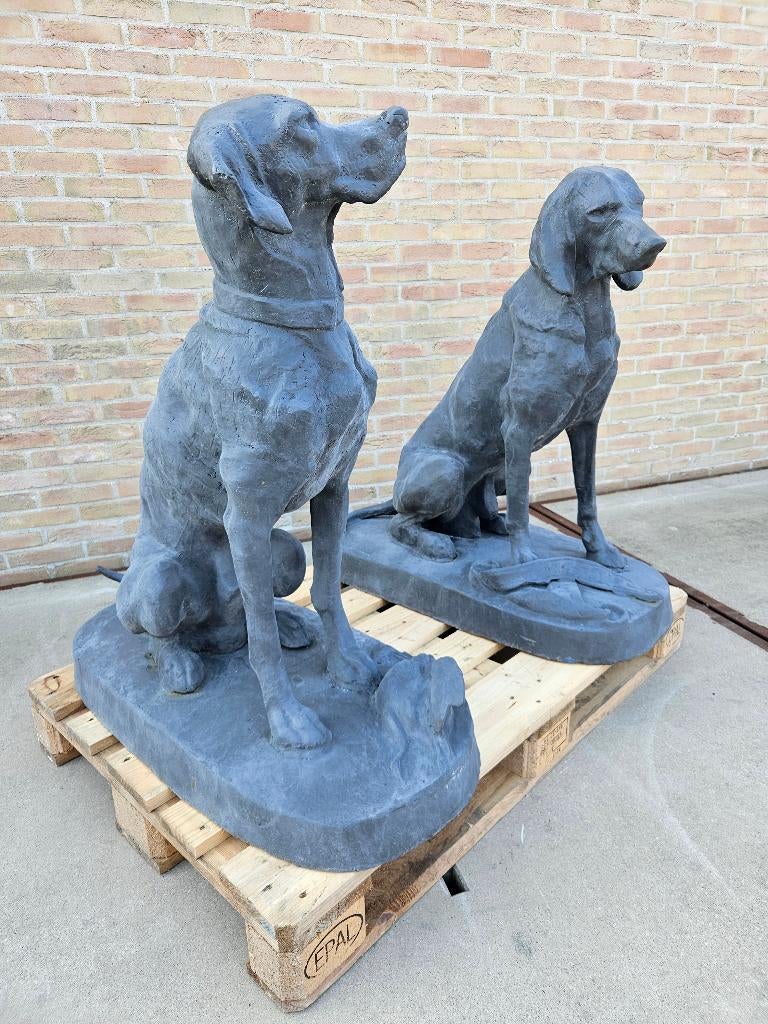 Koppel gietijzeren jachthonden grote versie, mooi koopje!!!, Ophalen of Verzenden, Nieuw, Metaal, Dierenbeeld