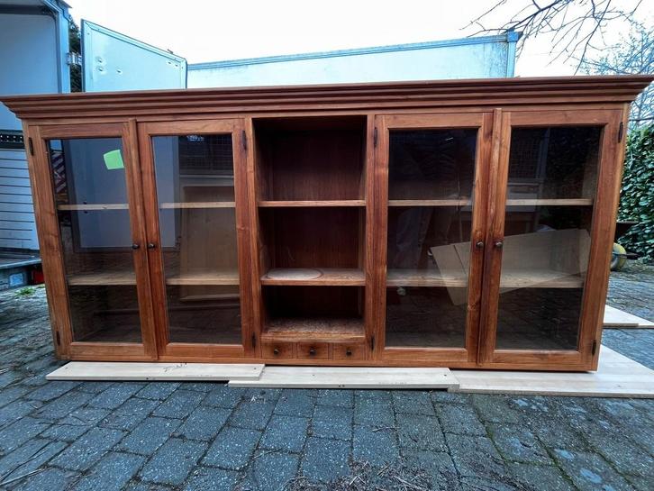 Volledig  2-delige Eikenhouten Buffetkast, Huis en Inrichting, Kasten | Buffetkasten, Zo goed als nieuw, 200 cm of meer, 200 cm of meer
