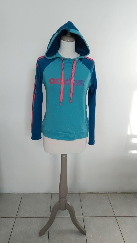 Blauw/roze hoodie voor dames. Adidas. 😀, Kleding | Dames, Truien en Vesten, Zo goed als nieuw, Maat 36 (S), Blauw, Ophalen of Verzenden