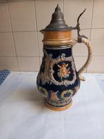 Chope à bière ancien, couvercle en étain., Antiquités & Art, Enlèvement