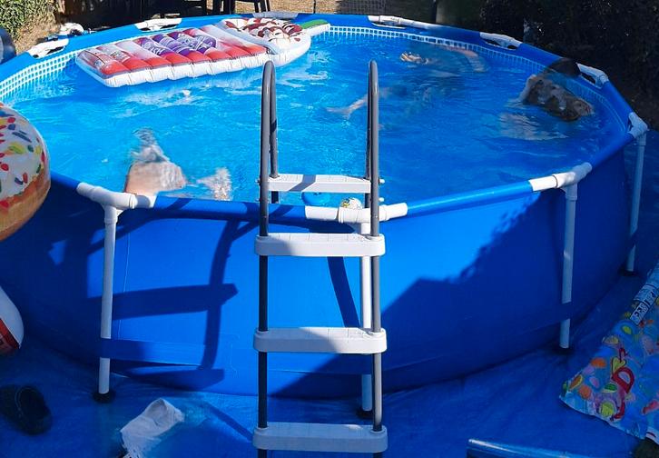 Intex Frame Pool  366x76 cm met trap en 2 zonneboilers, Tuin en Terras, Zwembaden, Gebruikt, Opzetzwembad, Minder dan 80 cm, 200 tot 400 cm