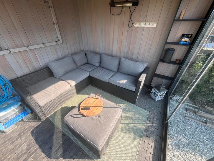 Morati loungeset antraciet 5 plaatsen en zitpoef, Jardin & Terrasse, Ensembles de jardin, Comme neuf, Sets de jardin, Osier, Enlèvement