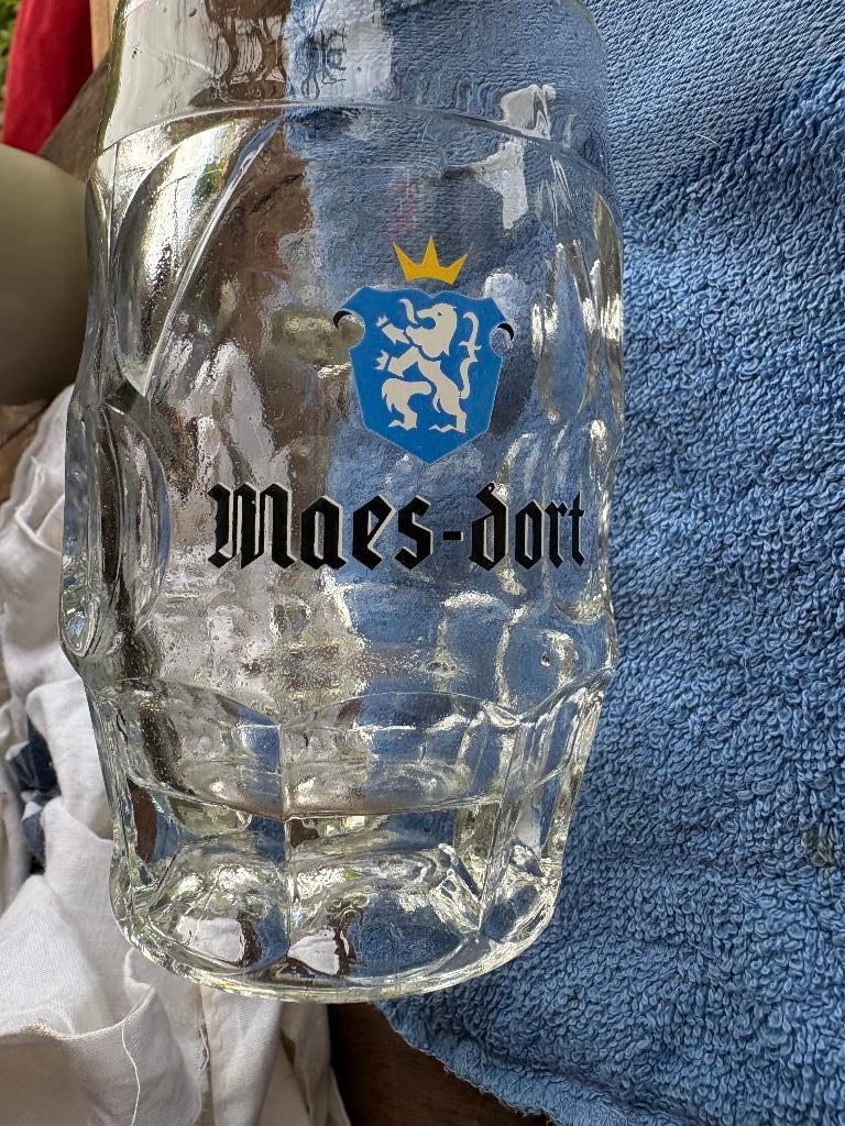 Maes-Dort - glazen bierpul, Verzamelen, Ophalen of Verzenden, Gebruikt, Pul(len), Overige merken