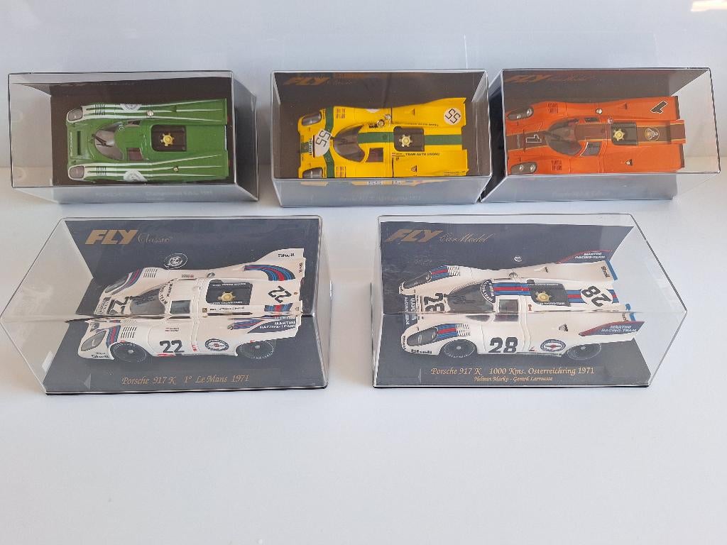 Fly 5X Porsche 917-k Slotcars zie omschrijving Nieuw Nieuw, Neuf, Autres marques, Électrique, Circuit