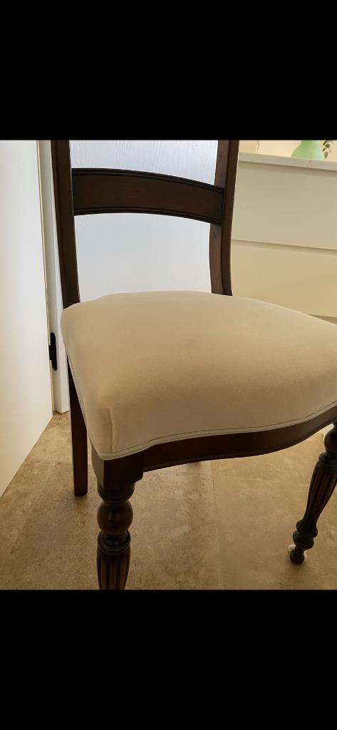 Vintage mahonie set van 6 stoelen en grote tafel, Ophalen, Gebruikt, Landelijk, 4 tot 6 stoelen