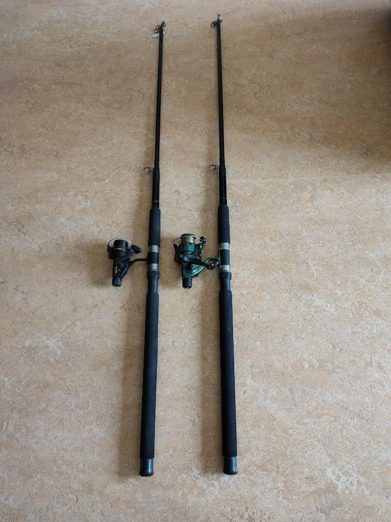 2 FOREL HENGELS MET MOLEN, Ophalen of Verzenden, Zo goed als nieuw, Werphengel