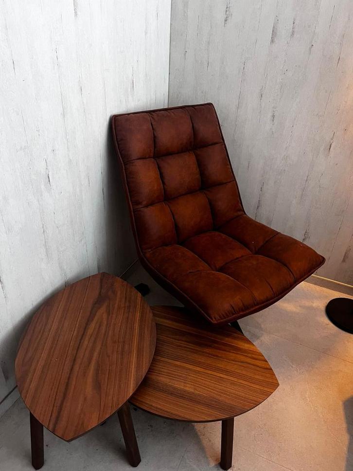 WOOOD Jouke Draaifauteuil - Cognac/Bruin - 97x70x85 cm, Huis en Inrichting, Fauteuils, Nieuw, Kunststof, Leer, Stof, 50 tot 75 cm