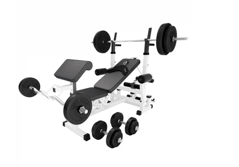 Bench met halterset, Sport en Fitness, Ophalen, Krachtstation, Nieuw, Metaal