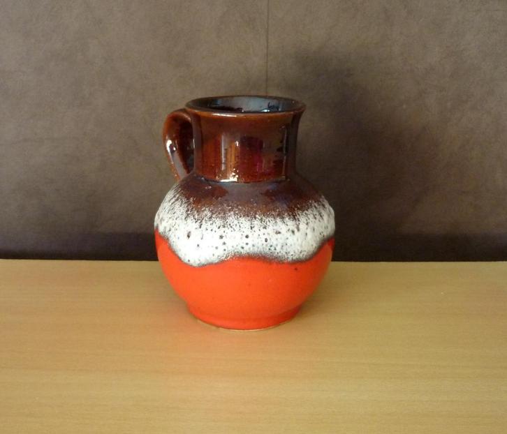 Rood bruin witte aardewerk kan kruik, Antiek en Kunst, Antiek | Keramiek en Aardewerk, Ophalen of Verzenden