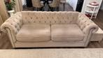 Canapé 2 places Chesterfield en velours beige, 200 à 250 cm, Chesterfield, Enlèvement, Utilisé