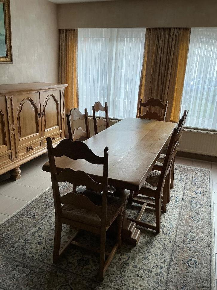 Volle eiken eetkamer, Maison & Meubles, Salles à manger complètes, Utilisé, 4 à 6 chaises, Enlèvement