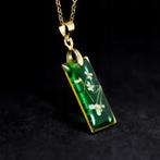 Collier « Pomme Verte » avec fleurs de Carotte Sauvage, Ophalen of Verzenden, Nieuw, Groen, Overige materialen