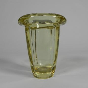 Art Deco vaas dik glas met omgeslagen rand, jaren 30