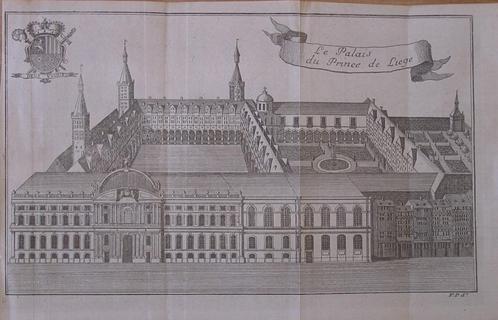Originele gravure uit 1750: prinselijk Paleis Luik – Pilsen, Antiek en Kunst, Antiek | Boeken en Manuscripten, Ophalen of Verzenden