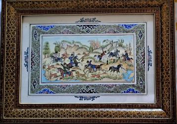Perzisch miniatuur van jachtpartij beschikbaar voor biedingen