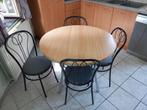 Tafel met 4 stoelen, Ophalen, 100 tot 150 cm, Rond, Zo goed als nieuw