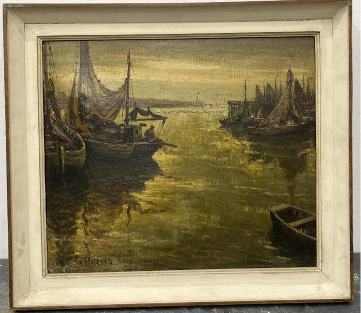 huile sur toile marine signe frans van genesen, Antiek en Kunst, Kunst | Schilderijen | Klassiek, Ophalen of Verzenden
