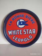 Ancien plateau émaillé LÉOPOLD WHITE STAR ., Collections, Utilisé, Enlèvement ou Envoi, Panneau publicitaire